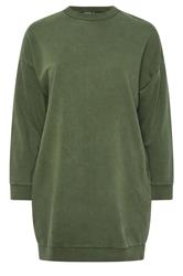 YOURS Curve Khaki Green Pocket Sweatshirt Dress