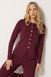 LTS Tall Women's Burgundy Red Button Cardigan | Long Tall Sally 3
