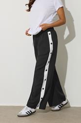 PixieGirl Petite Womens Black Contrast Stripe Wide Leg Trousers | PixieGirl 1