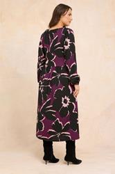 EVANS Plus Size Purple Floral Tie Neck Maxi Dress | Evans 2