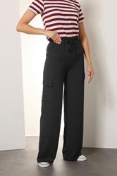 LTS Tall Women's Black Cargo Crepe Wide Leg Trousers | Long Tall Sally 1