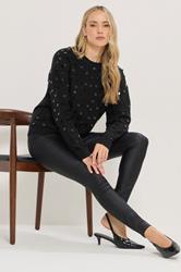 LTS Tall Black Disco Sequin Jumper | Long Tall Sally 1