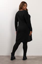 YOURS Plus Size Black Ribbed Tunic Mini Dress | Yours Clothing 4