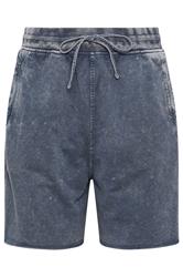 LTS Tall Navy Blue Acid Wash Shorts