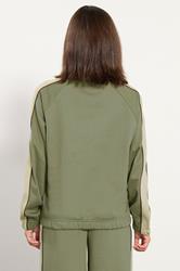 PixieGirl Petite Women's Green Colour Block Half Zip Sweatshirt | PixieGirl  2