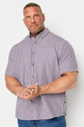 KAM Big & Tall Wine Red Short Sleeve Gingham Shirt | BadRhino 3
