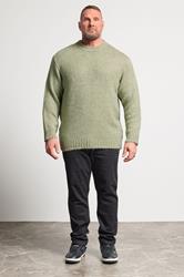 JACK & JONES Big & Tall Seagrass Green Crew Neck Knit Jumper | BadRhino 1