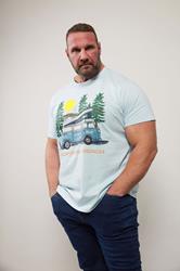 BadRhino Big & Tall Light Blue 'California Beach' Campervan T-Shirt | BadRhino 3