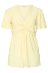 YOURS LONDON Curve Yellow Knot Detail Front Short Sleeve Top