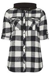 YOURS Curve Black Hooded Check Shirt