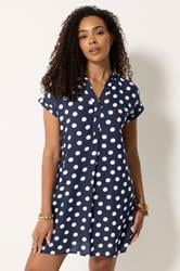 M&Co Navy Blue Polka Dot Beach Dress | M&Co 3
