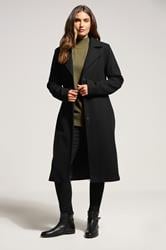 LTS Tall Black Formal Midi City Coat | Long Tall Sally 1