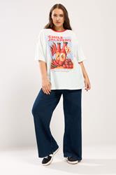 YOURS Plus Size Ivory White 'Chile Jalapeno' Relaxed T-Shirt | Yours Clothing 1