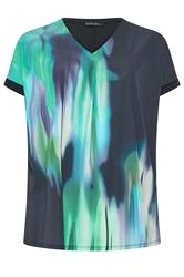 EVANS Curve Navy Blue & Teal Green Blurred Top