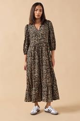 PixieGirl Petite Women's Brown Animal Collar Maxi Dress | PixieGirl 3