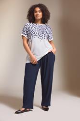 EVANS Plus Size Navy Blue Plisse Wide Leg Trousers | Evans 3