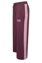 YOURS Plus Size Burgundy Red 'NYC' Side Stripe Wide Leg Joggers | Yours Clothing 6