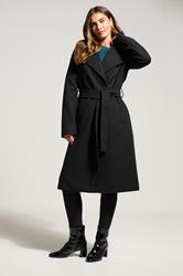 LTS Tall Black Formal Wrap Belted Midi Coat | Long Tall Sally 1