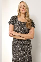 LTS Tall Black Geometric Tie Front Top | Long Tall Sally 1
