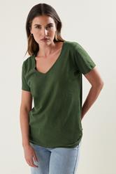 LTS Tall Khaki Green V-Neck Cotton T-Shirt | Long Tall Sally 3