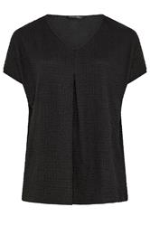 EVANS Curve Black Pleat Front Swing Top