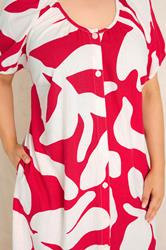 EVANS Plus Size Red Premium Linen Abstract Print Maxi Dress | Evans 6