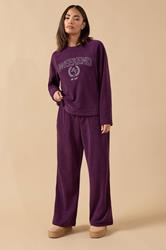 PixieGirl Petite Women's Burgundy Red Fleece Wide Leg Trousers | PixieGirl 3