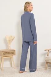 LTS Tall Light Blue Piped Jersey Pyjama Set | Long Tall Sally 2
