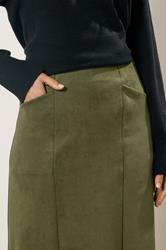 LTS Tall Women's Khaki Green Faux Suede Midi Skirt | Long Tall Sally 4