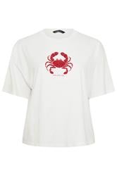 LIMITED COLLECTION Curve White  'Catch Of The Day' Beaded Boxy T-Shirt