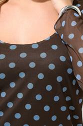 YOURS LONDON Plus Size Brown & Blue Polka Dot Long Sleeve Top | Yours Clothing 5