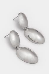 Silver Tone Polished Drop Earrings | Yours Clothing 2