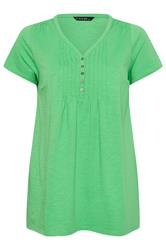 EVANS Curve Green Short Sleeve Cotton Henley Top