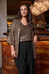 EVANS Plus Size Gold Sequin Embellished Kimono | Evans  3