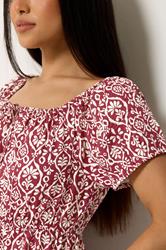 M&Co Petite Red Abstract Tie Neck Midi Dress | M&Co 5