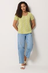 M&Co Green Floral Broderie Cotton Top | M&Co 2