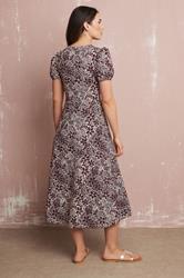 LTS Tall Purple Floral Puff Sleeve Midi Dress | Long Tall Sally 2