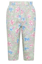 YOURS Curve Sage Green Tropical Cropped Trousers