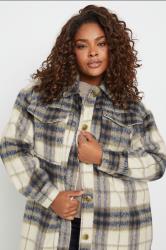 YOURS Plus Size Blue Check Print Longline Shacket | Yours Clothing 4