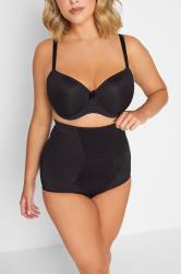  Plus Size Black Satin Control High Waisted Full Brief | Yours Clothing 1