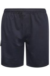 D555 Big & Tall Navy Blue Cotton Jogger Shorts