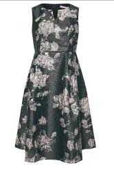 YOURS LONDON Plus Size Black Floral Premium Satin Jacquard Midi Dress | Yours Clothing 5