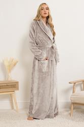 LTS Tall Stone Brown Super Luxe Maxi Dressing Gown | Long Tall Sally 1