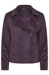 M&Co Purple Faux Suede Biker Jacket | M&Co 5