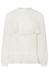 PixieGirl Petite Ivory White Chiffon Frill Blouse