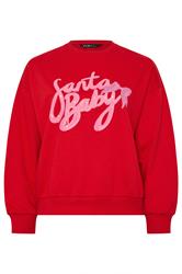 YOURS Plus Size Red 'Santa Baby' Slogan Sweatshirt | Yours Clothing 6