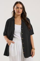 YOURS Plus Size Black Relaxed Linen Shirt | Yours Clothing 3