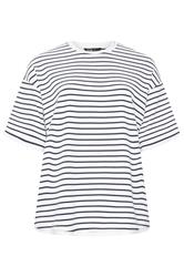 YOURS Curve White Stripe Ringer T-Shirt