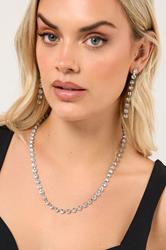 Silver Tone Diamante Necklace & Earring Set | Yours Clothing 1