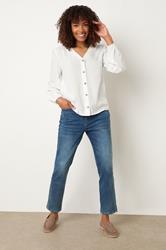 M&Co White Button Front Long Sleeve Blouse | M&Co 2